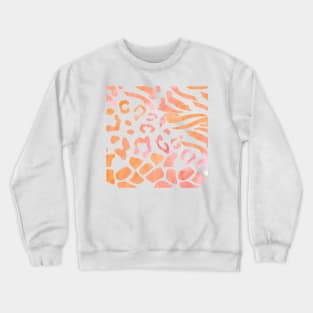 Orange Watercolor Animal Print Pattern Crewneck Sweatshirt